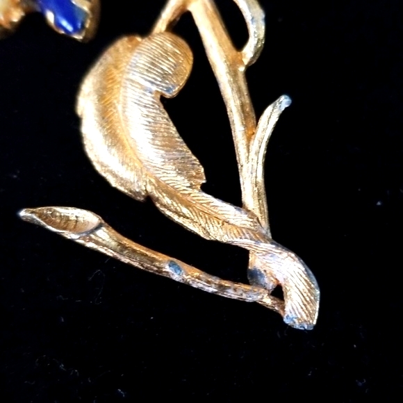 Vintage 1950s Faux Pearl Glass Stone Flower Brooch - Picture 8 of 9